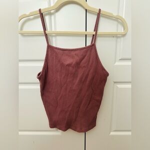 American Eagle Outfitters Ribbed Knit Top in Dusty Rose